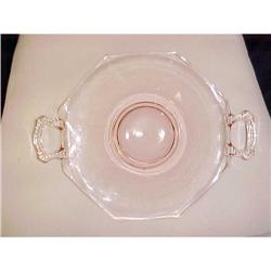 Heisey Flamingo Octagon Plate with Handles #2212311