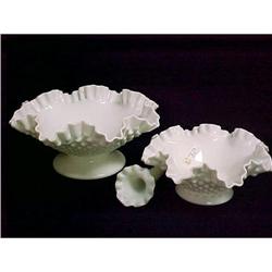 White Milk Glass Accessories, Hobnail Pattern #2212349