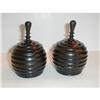 Image 1 : 2 COVERED EBONY  BOXES MOZAMBIQUE/SCULPTURAL #2212644
