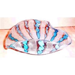 Murano Blue Hand Blown Lattacino Bowl #2212647