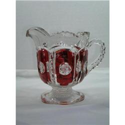 EAPG FROST CRYSTAL CREAMER RUBY STAINED #2212837