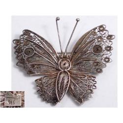 BIG Antique sterling hallmarked filigree Brooch#2212899