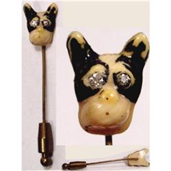 Dog Boston bull or terrier CELLULOID stickpin  #2212929