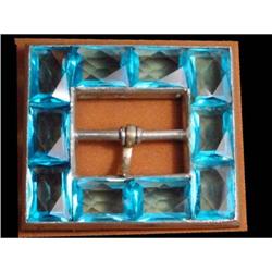 Stunning Aqua Glass DECO SASH BROOCH #2212937