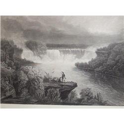 Old steel engraving Niagara Falls. #2213254