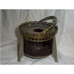 Ruby colored engraved teapot warmer #2213264