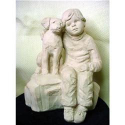 Sculpture clay boy & dog #1750617 #2213272