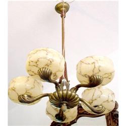 Art  Nouveau 5L chandelier  #2213465