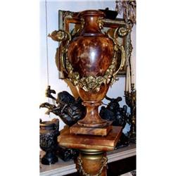 Italian Marble Bronze vase Urn pedestal stand #2213510