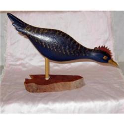 Hand Carved Blue Roadrunner Signed Bird #2213580