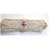 Image 1 : Antique Amethyst 10K Filigree Bar Pin  #2224085