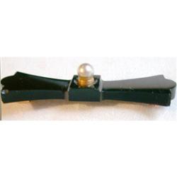 Victorian Onyx & Pearl Bar Pin #2224086