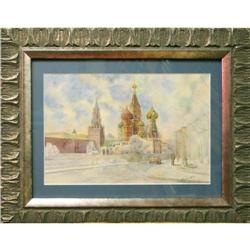 St. Basil's Cathedral Watercolor signed russia #2224102