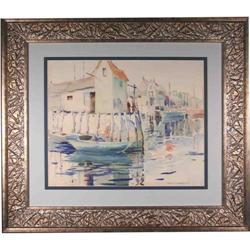 Contemporary Watercolor Charman Docked Boats #2224104
