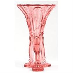 Pink Art Deco Pressed Glass Rocket Vase #2224335