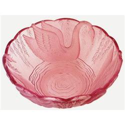 Three Swans Pink Art Glass Centerpiece Bowl #2224439