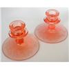 Image 1 : Pink Depression Glass Wheel Cut Candlesticks #2224488