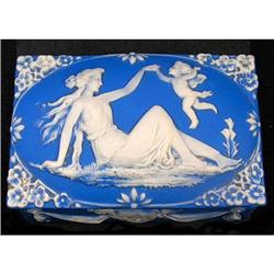 Schafer & Vater Blue Jasperware Powder Box #2224551