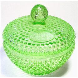 Green Depression Glass Hobnail Powder Jar #2224556