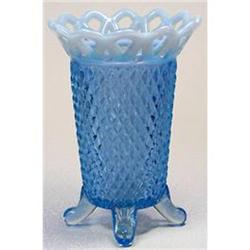 Imperial Katy Blue Opalescent Laced Edge Vase #2224561