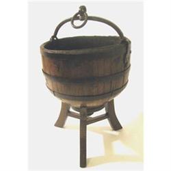 ANTIQUE WOOD WELL BUCKET W STAND PRIMITIVE #2224643