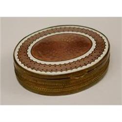 Guilloche Enamel and Bronze Oval Pill Box #2224707