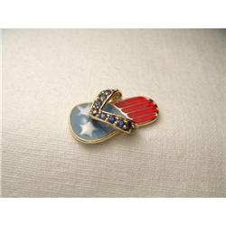 14K YG Sapphire Shoe American Flag Pendant #2224768