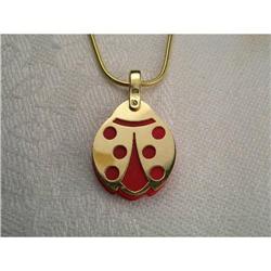 Estate 18K Yellow Gold Ladybug Resin Pendant #2224772