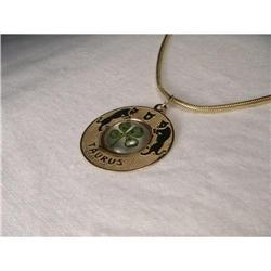 14K Taurus Zodiac Irish 4 Leaf Clover Pendant #2224774