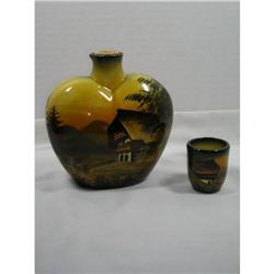 VINTAGE SCHRAMBERG HAND PAINTED DECANTER & SHOT#2224790