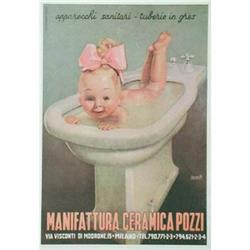 Original "Baby in Bidet" Boccasile Poster #2224811