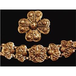 HUGE ORNATE ETRUSCAN GILT DEMI PARURE Bracelet #2224820