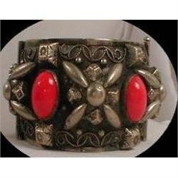 TREMENDOUS RED Glass Egyptian Bracelet #2224826