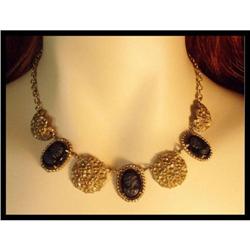 Vintage MOURNING neoclassical Cameo necklace #2224829