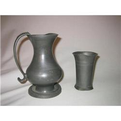 18 Century Pewter Pitcher and Pewter Cup  #2224998