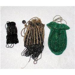 3 Vintage Beaded  Evening bags Purses #2225001