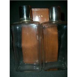 PAIR OF GERMAN GLASS DECANTERS/SILVER #2225014