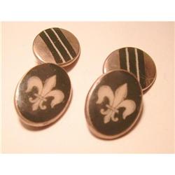 ART DECO 3  ENAMLED FLEUR DE LYS CULFF LINKS #2236558