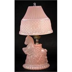 Pink Fired Depression Glass Figural Horse Lamp #2236856