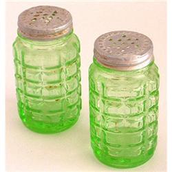 Hazel Atlas Green Depression Glass Salt Pepper #2236862