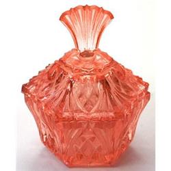 Pink Pressed Depression Glass Powder Jar #2236871