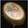 Image 1 : Embroidered Petit Point Silk Brass Jewelry Box #2236877