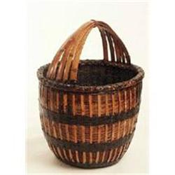 ANTIQUE BAMBOO BASKET * PRIMITIVE WICKER WOVEN #2236954