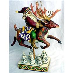 JIM SHORE SANTA CLAUS REINDEER STATUE * ENESCO #2236964