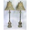 Image 1 : PAIR SILK SHADE BUFFET LAMPS / CAT  #2236981