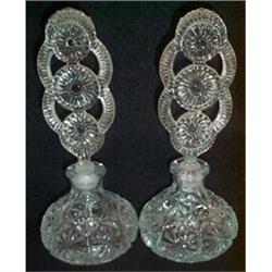 Two Crystal US Glass Tall Fancy Perfume Bottles#2237027