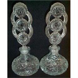 Two Crystal US Glass Tall Fancy Perfume Bottles#2237027