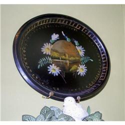 Charming Antique Scenic Tole Tray #2237045