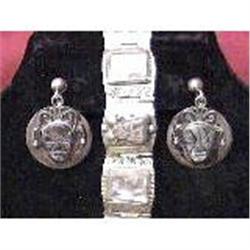 Linked Sterling Silver Bracelet & Earrings Set #2237059