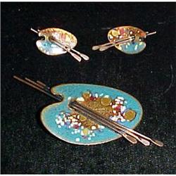 signed Matisse copper & enamel pin earrings #2237174